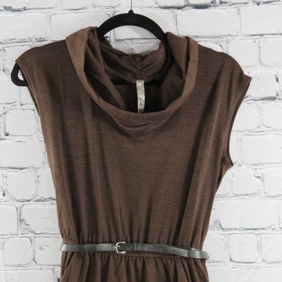 Women's Sleeveless Cowlneck Dress - Brown - Picture 2 of 7